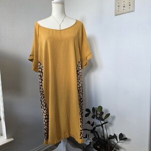 Umgee Elegant Mustard and Brown Dress